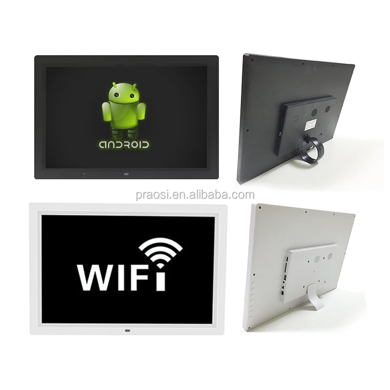 Pros 17 Inch Digital Photo Frame Wifi Android Digital Picture Videos Frame With Remote Control 1080P Video Background Music MP3