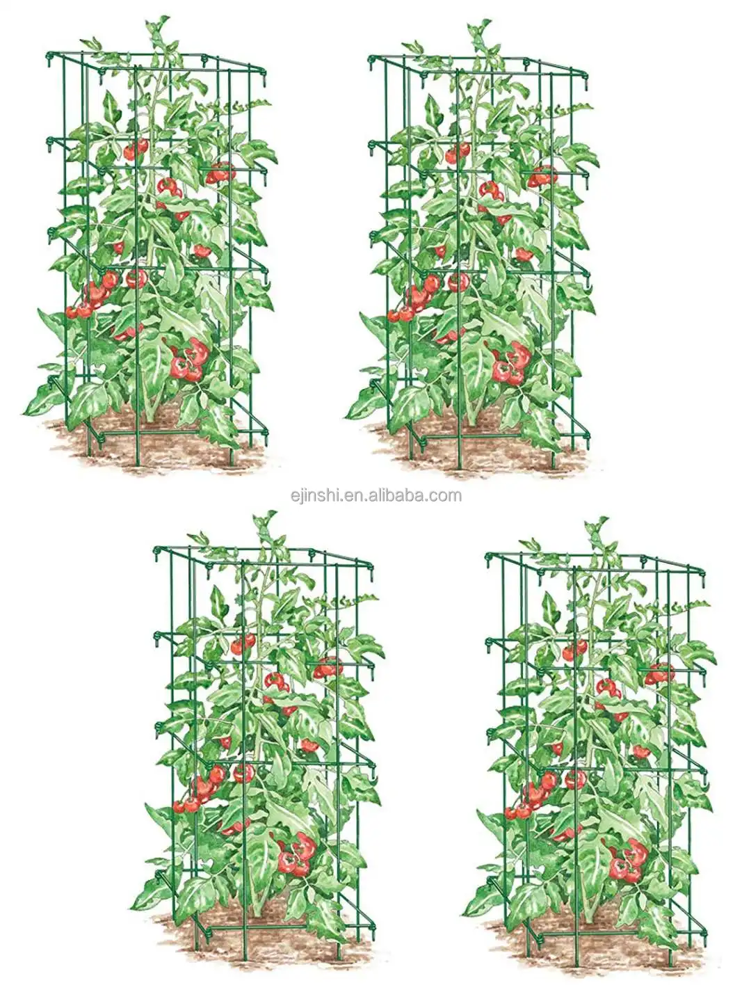 Galvanized Square Folding Tomato Cage Plant Support Stake Tower - Buy 