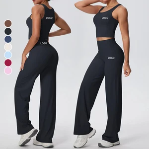 OEM Women's Quick Dry Breathable Running Activewear Shockproof Vest High Waisted Flare Leggings Comfortable Womens Gym Sets