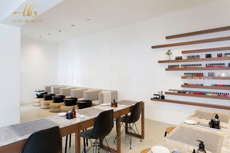 Modern Manicure Table Nail Polish Rack Display Stand Metal Nail Bar Table Glass Multiperson