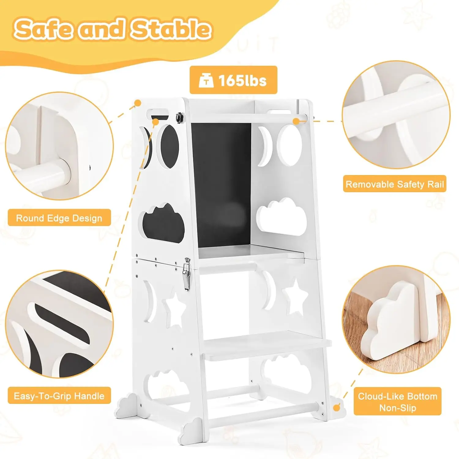 JQ Wood Children Kids Kitchen Learning Tower Montessori for Kids With Magnetic Whiteboards 1 6 Years Children Stool