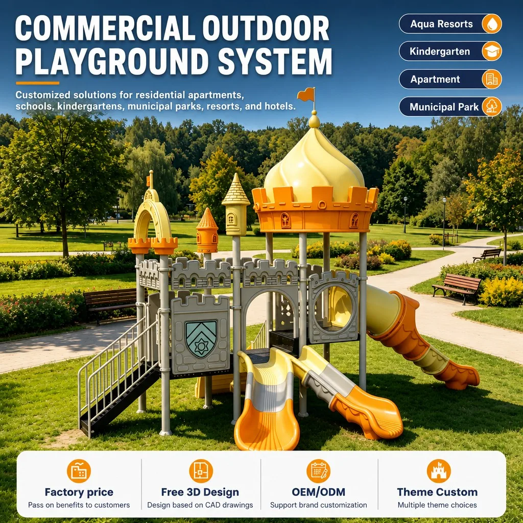 Castle Outdoor Playground Equipment for Public Park Kids Climbing Frame Slide Swing Galvanized Steel CE ASTM Certified OEM Safe