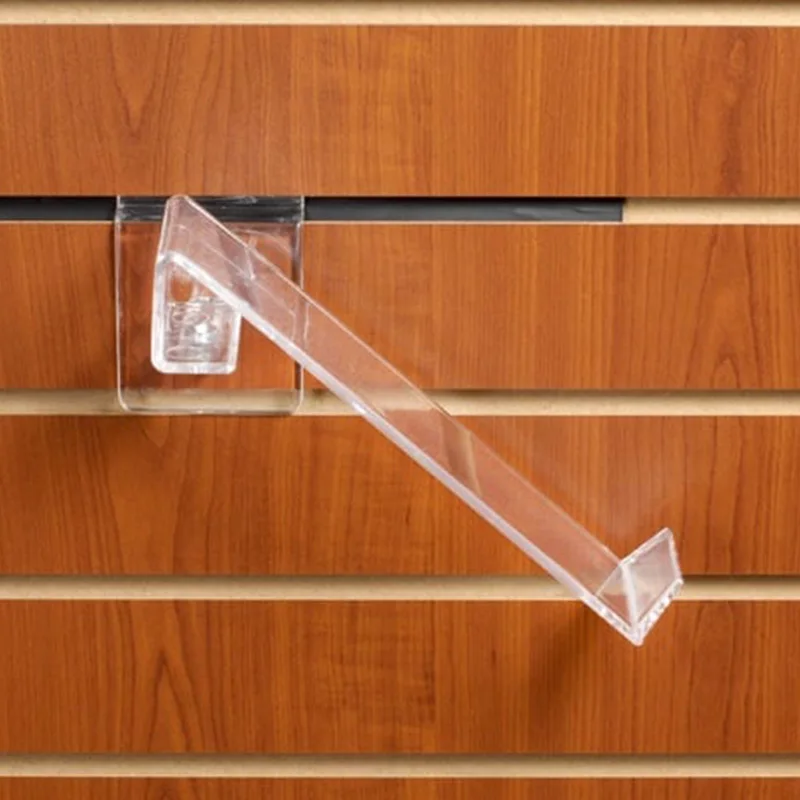 Slatwall Acrylic Swivel Shoe Display Shelf Toe Hold Plastic Angled Shoe