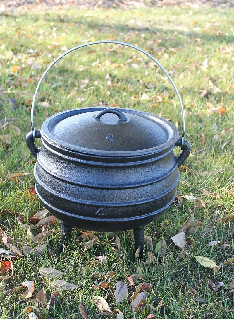 Pre-Seasoned 3 Legs Cast Iron Cauldron 6 Quarts African Potjie Pot