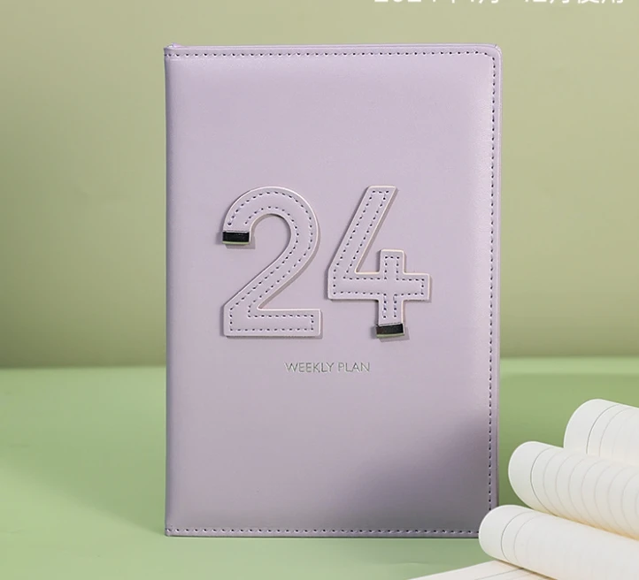 2024 PU Hand cover  Agenda Book Self-Discipline Clocking Time Management Efficiency Manual High-value Minimalist Notebook