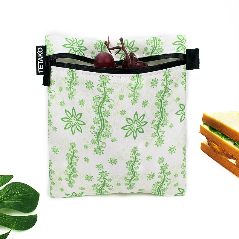 Eco Friendly Washable Reusable Snack Bags Printed Fabric Sandwich Bag