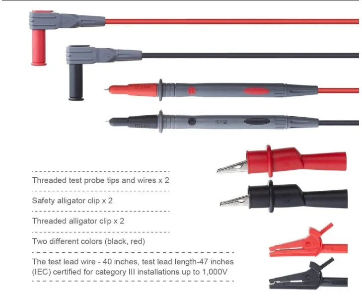 20A 1000V Multimeter Probe Test Leads Needle Pin Digital Multi Meter Lead Wire Pen Cable Kit Multi Meter Voltmeter Tester Kit