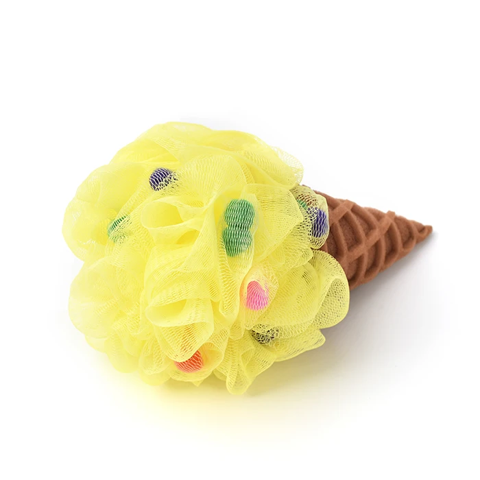 Large Yellow Ice Cream Cone Exfoliating Sponge