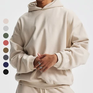 Custom High Quality Oversized Drop Shoulder Hoodies Sports Top  Side Pockets Design Heavy Weight Men's Unisex Hoodies