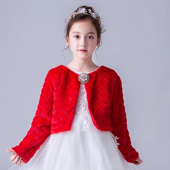 DMFGD Girl Children Shawl For Winter Long Sleeves Fashion Cloak Wholesale Fur Jacket Shrug Accessories Princess Cape