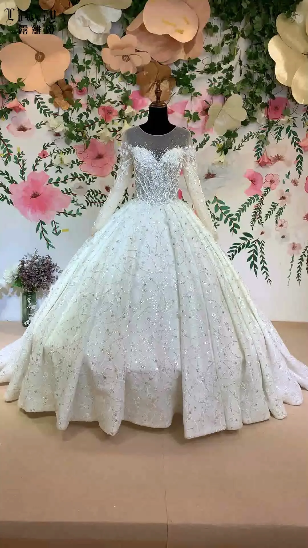 甜心婚纱礼服华丽水晶串珠婚纱长尾长袍,白色婚纱礼服新娘 - buy robe