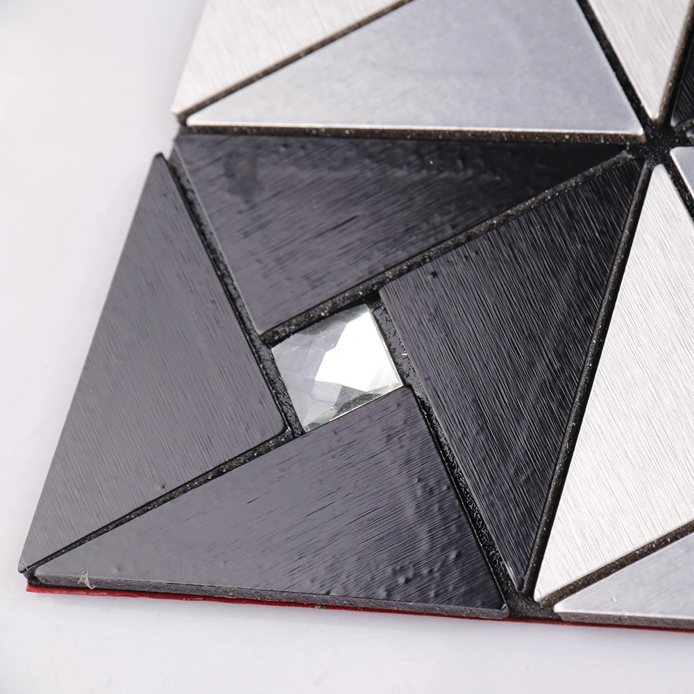 Home Decoration square Triangle Windmill Shape Glass Diamond Silver Black Peel and Stick Mosaic