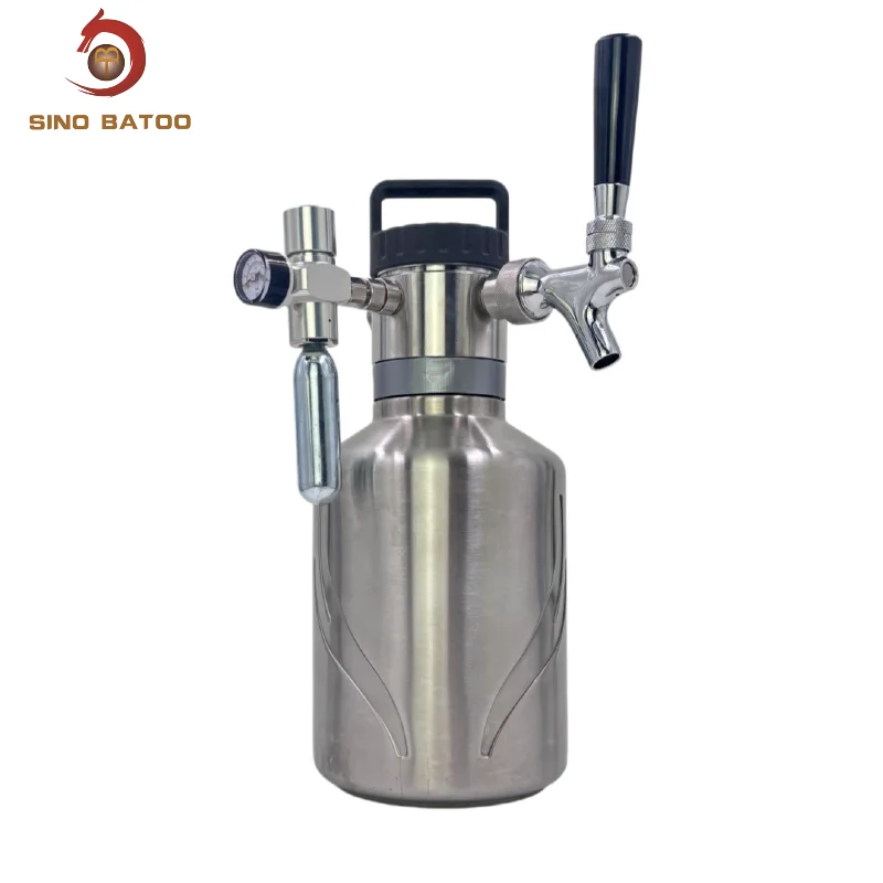4L Stainless Steel Beer Growler Dispenser with Tap and Co2 Regulator