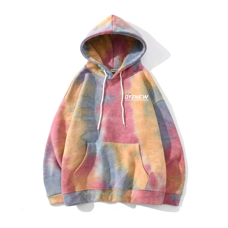 DiZNEW Tie-dye hoodie pullover sweatshirt men's spring and autumn hip-hop loose long-sleeved jacket factory