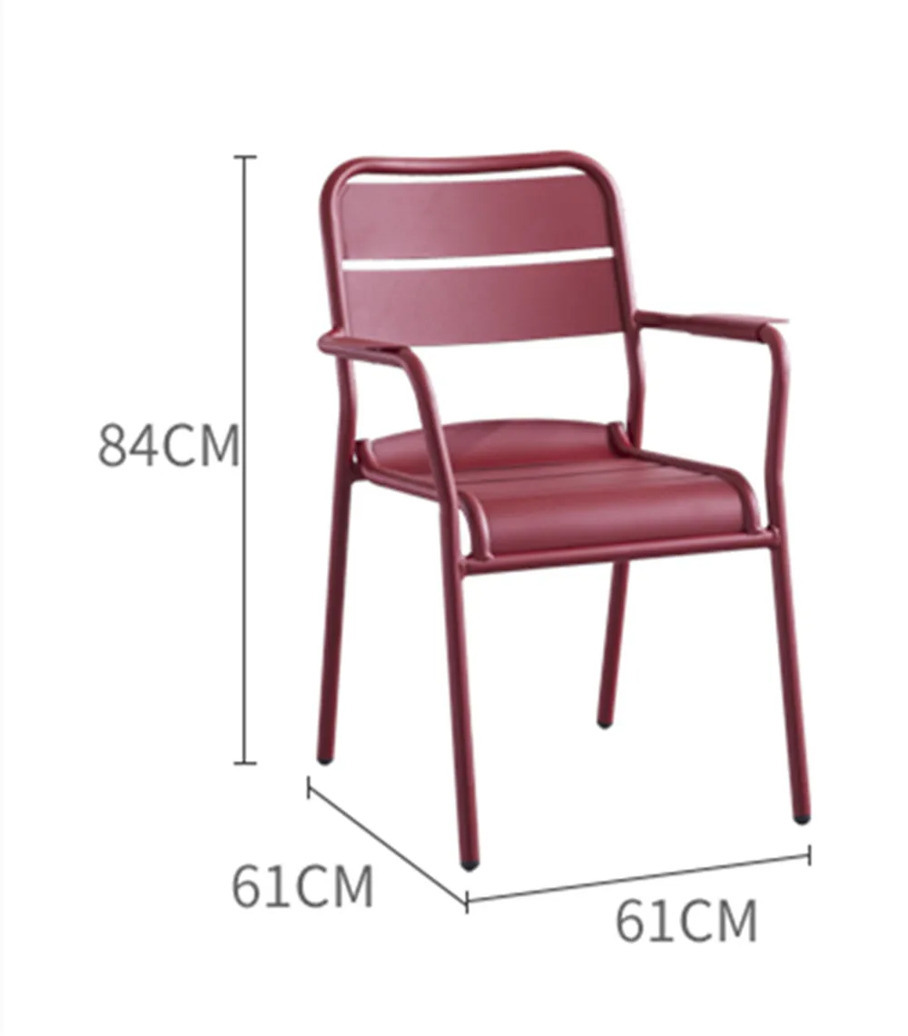 Outdoor aluminum slats chair patio metal slat chairs alu bistro furniture sets chair restaurant cafe aluminum