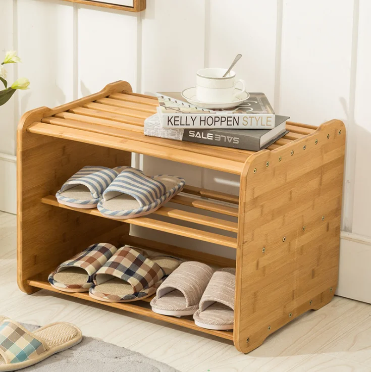 
Креативный роскошный бамбуковый 2 в 1 дизайнерский вход стоячий столик для чая с боковым концом органайзер для обуви стойка для хранения с сидячей скамейкой 