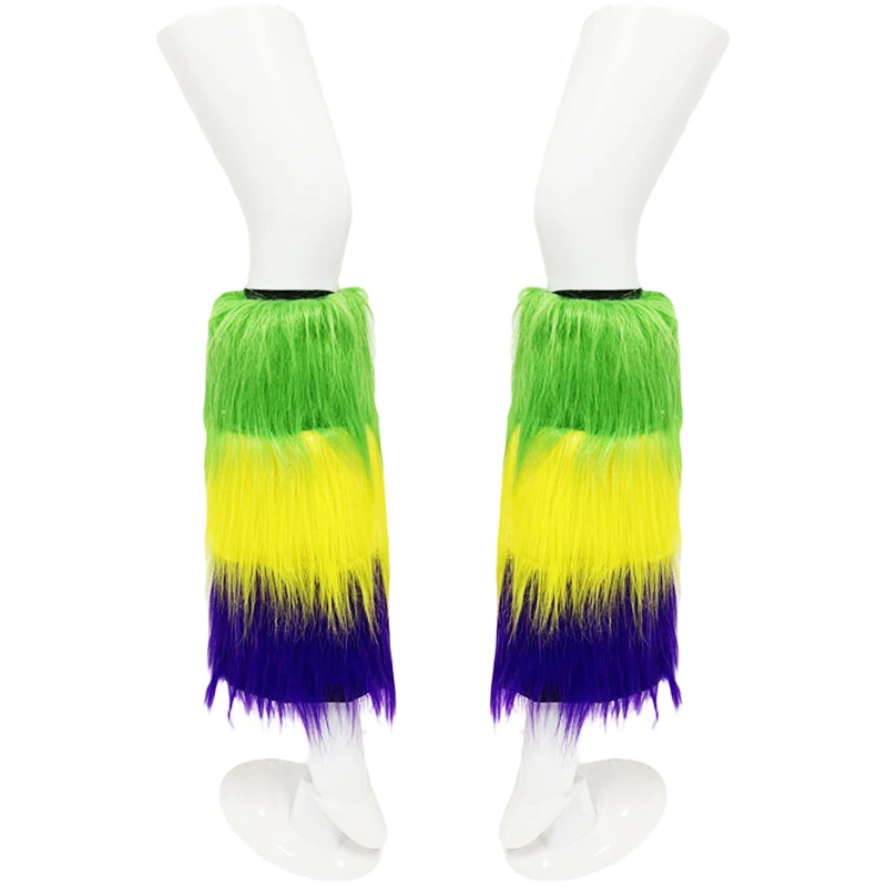 mardi gras furry leg covers