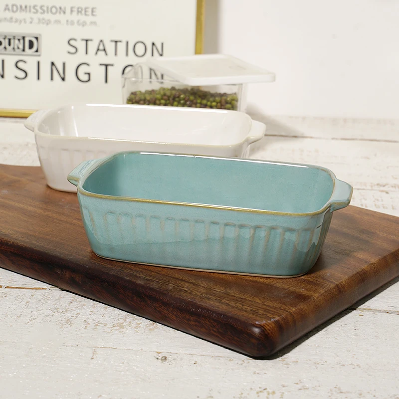 Highest Quality Classic China Ceramic Bakeware Dish or Pan Baking Lasagna Rectangular Ceramic Non Stickbaking Tray manufacture