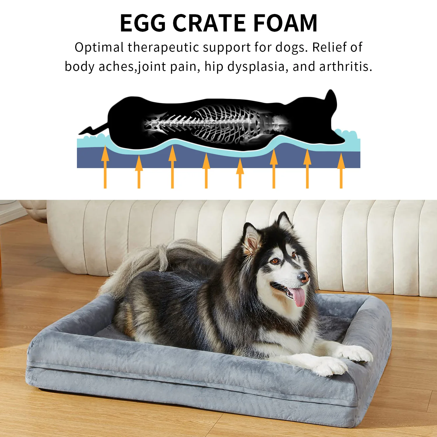 OEM & ODM heavy duty extra large big xl xxl waterproof washable orthopedic memory foam pet dog bed for large dogs factory