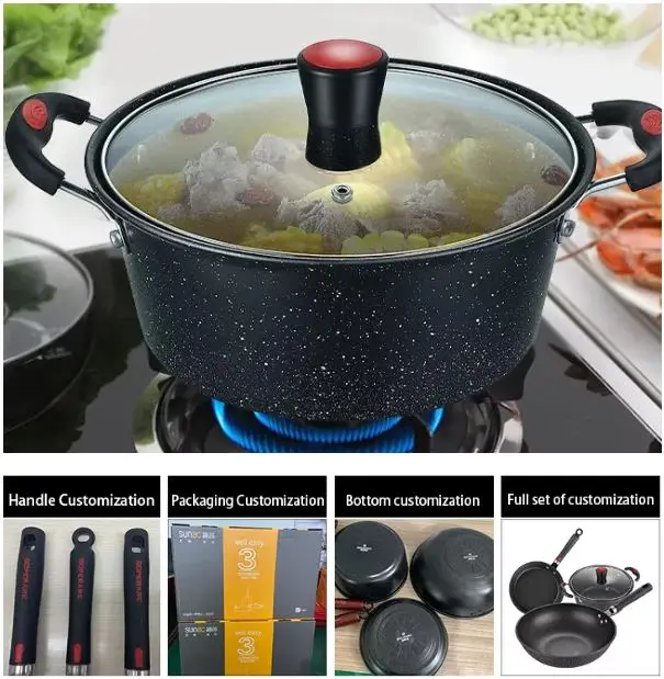 Yikewei pot set non-stick household three-piece kitchen frying pan