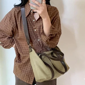 Women Canvas Tote Shoulder Crossbody Handbag Large Capacity Casual Hand Bag for Daily Travel Shopping Work