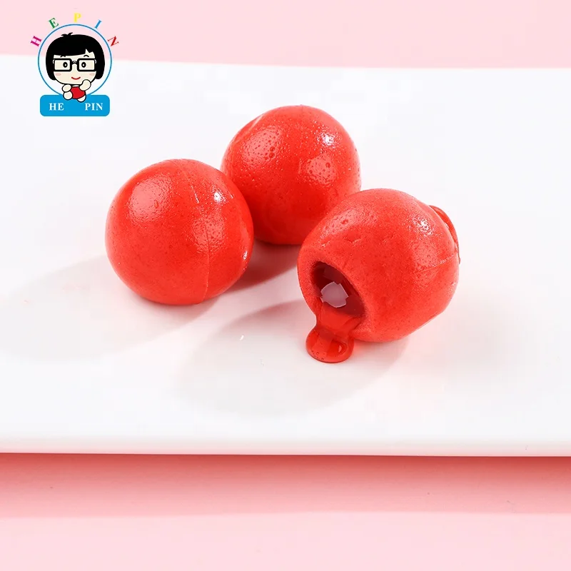Halal OEM Order Cherry Shape Soft Gummy Jelly Candy Vitamin C Cherry Flavor Filled Fruit Jam