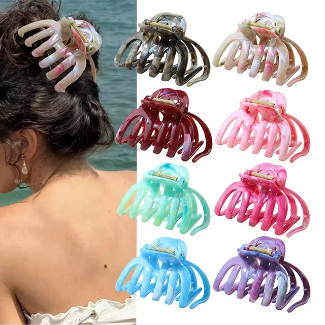 2025 New Korean Gradient Color Hair Claws Fashionable Keel-Shaped Colorful Claw Clips Simple and Elegant Hair Claws for Women