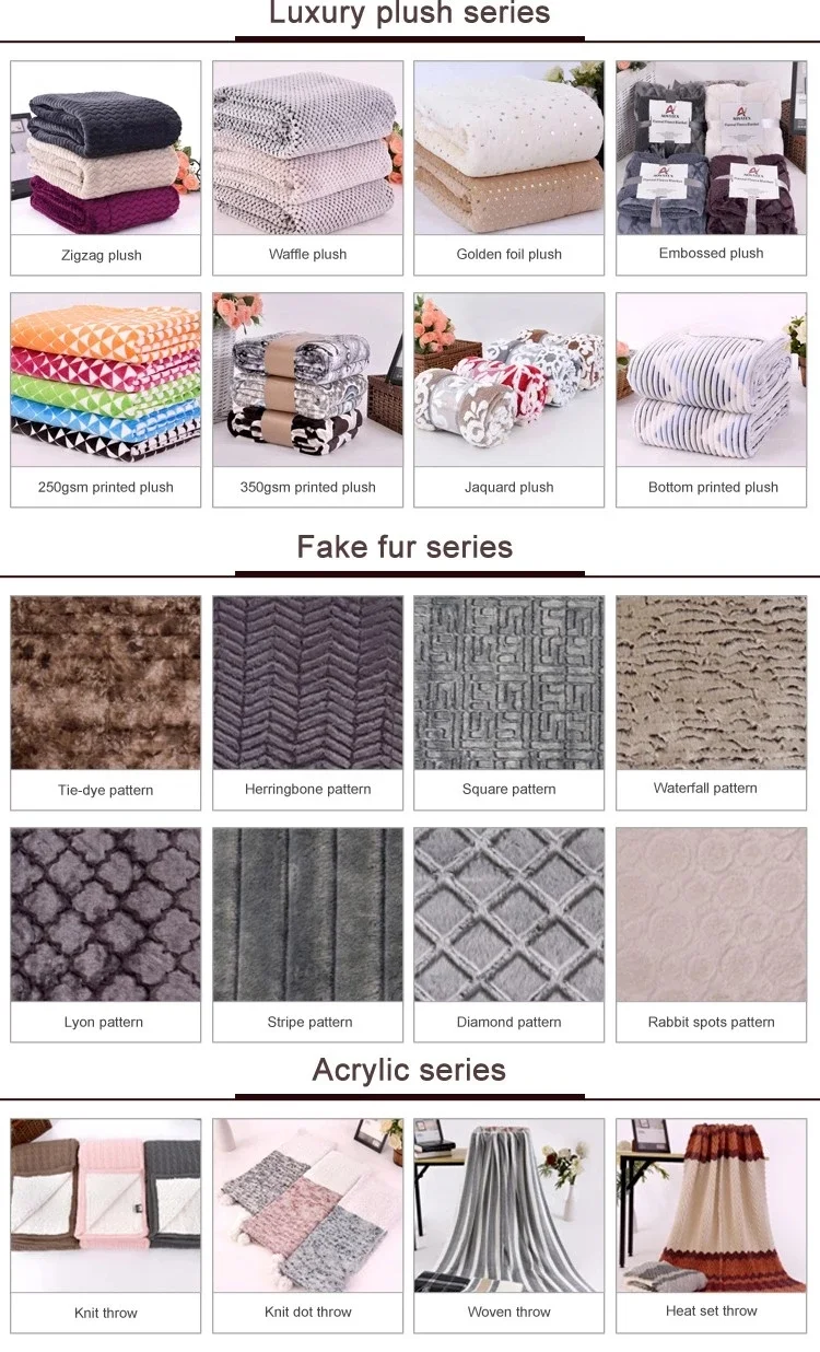 Super Soft Knitted Blanket 100% Acrylic simple jacquard pattern suitable for all seasons warm factory