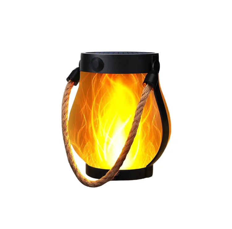 Solar Jute Flame Light USB Rechargeable Outdoor Courtyard Home Decoration Light Multi-Functional Waterproof Hanging Lamp