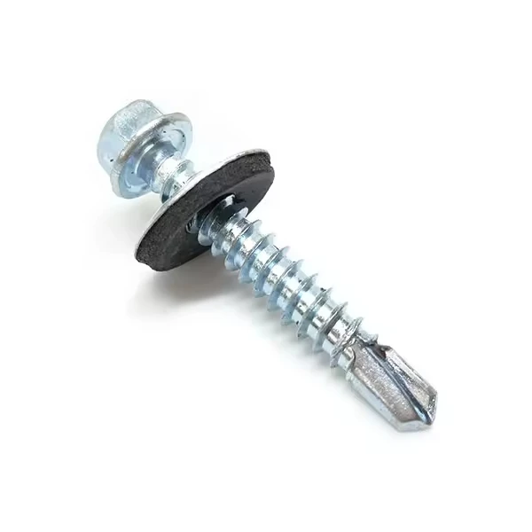 YH C1022 Steel Hardened Colourful Painted Indented Hex Washer Head Roofing Tek Screw Bonded EPDM Washer Self Drilling Screw