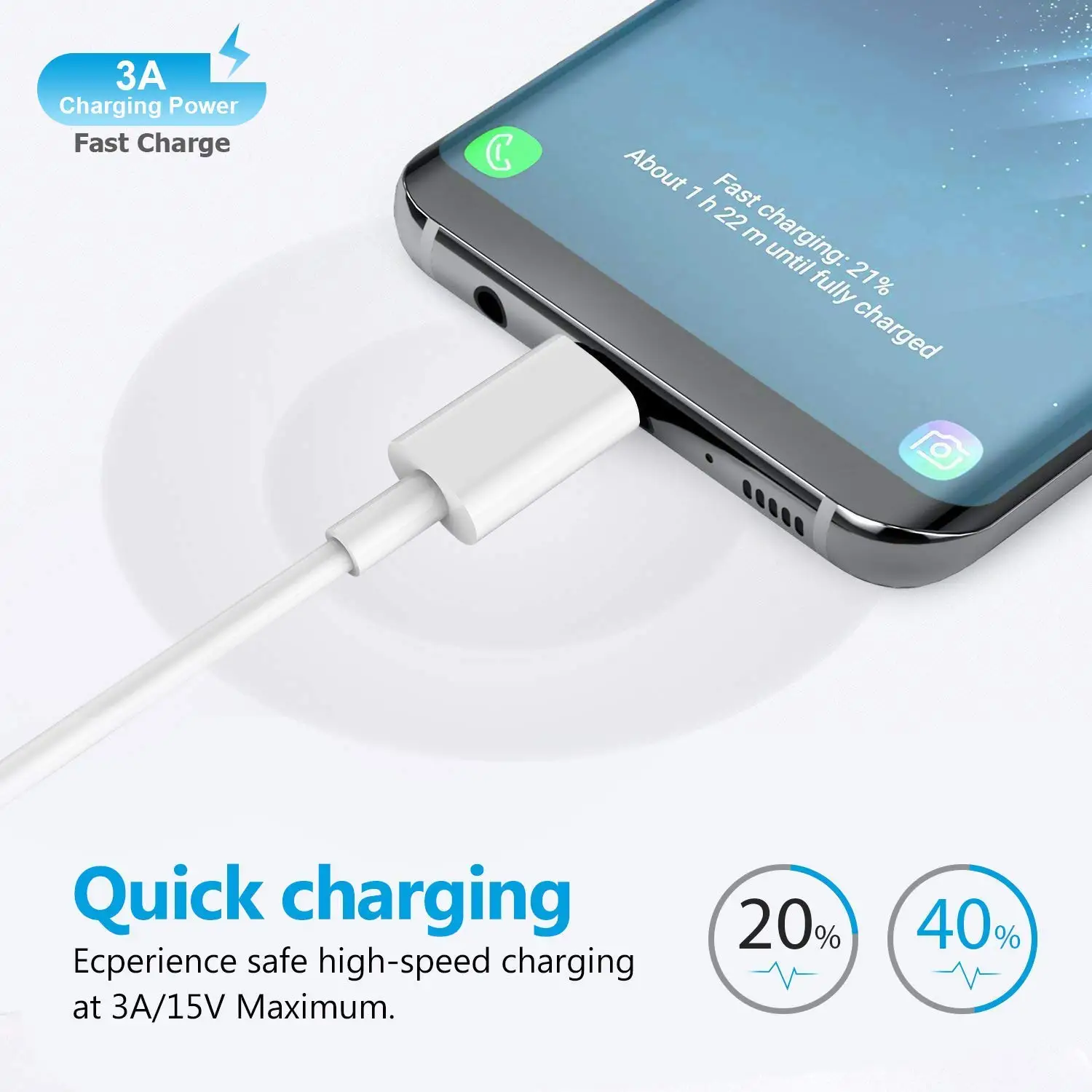 USB C Fast Charging Data Cable for Xiaomi Mi USB Type-C Mobile Phone  Charger Cable for Samsung Galaxy S9 S8 Plus USBC Wire