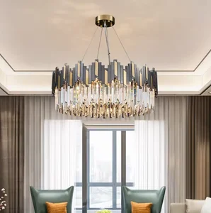 Zeal Lighting Hotel Decorative Gold Living Room Hanging Lighting Fixtures Led Ceiling Crystal Chandeliers