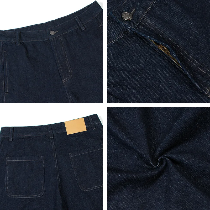 American Vintage Retro Casual All-Match Original Cowhide Denim Cropped Jeans Mid Waist Loose Drape Boot Cut Pants Scythe Boys