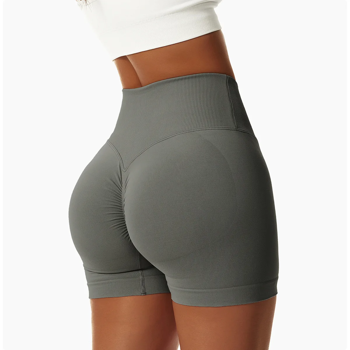 Hot Gym Clothing Seamless Yoga Pants Women Yoga Shorts Tights V Waist Scrunch Butt Short Legging 5884