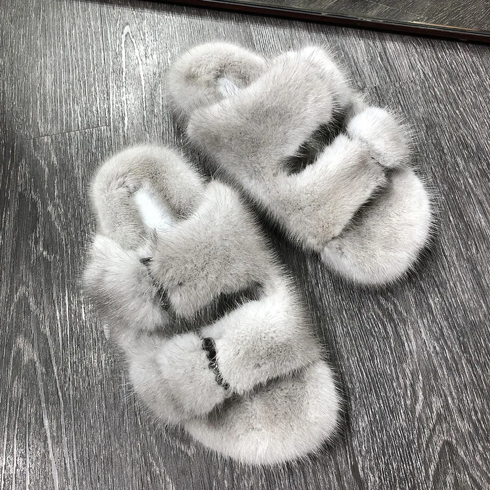 mink fur slides