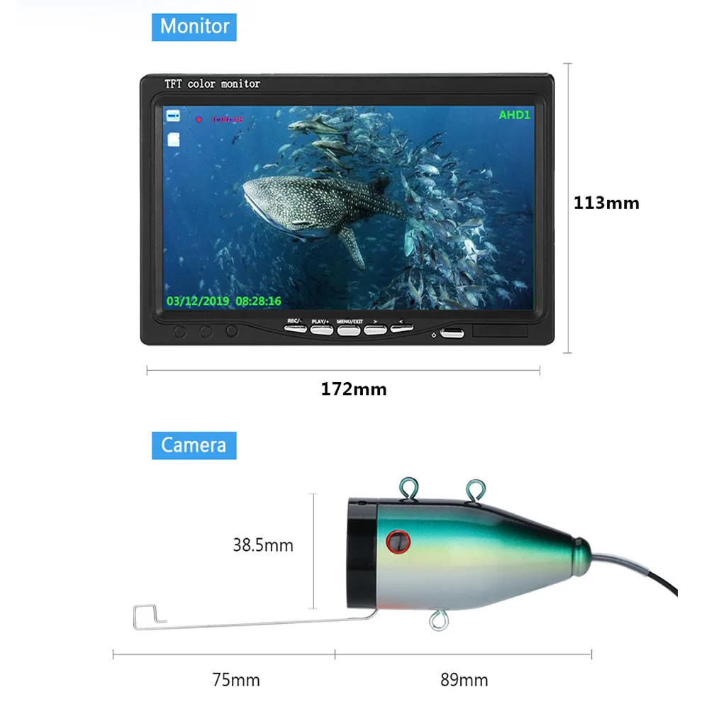 
30m Fish Finder Underwater Fishing Camera with HD DVR Screen 15pcs White LEDs+15pcs Infrared Lamp 1080P AHD Camera For Fishing 