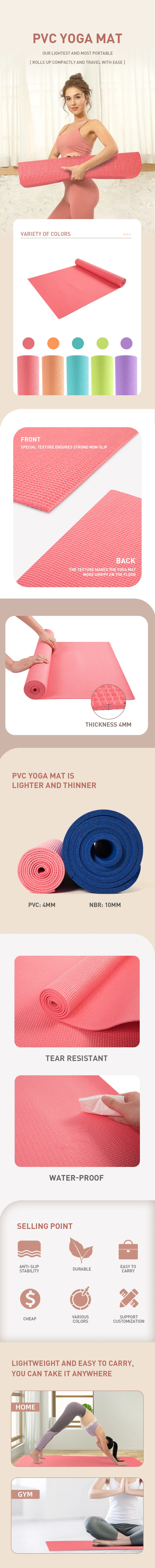 Home Fitness 6p Free Custom Anti-slip UV Print Bottom 3mm blank PVC Yoga Mat