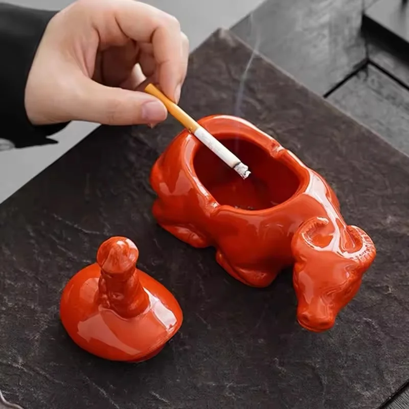 Promotional Creative Ceramic Cigar Ashtray with Lid Cute Crab Design for Office Home Living Room Decoration Ornaments Ash Tray