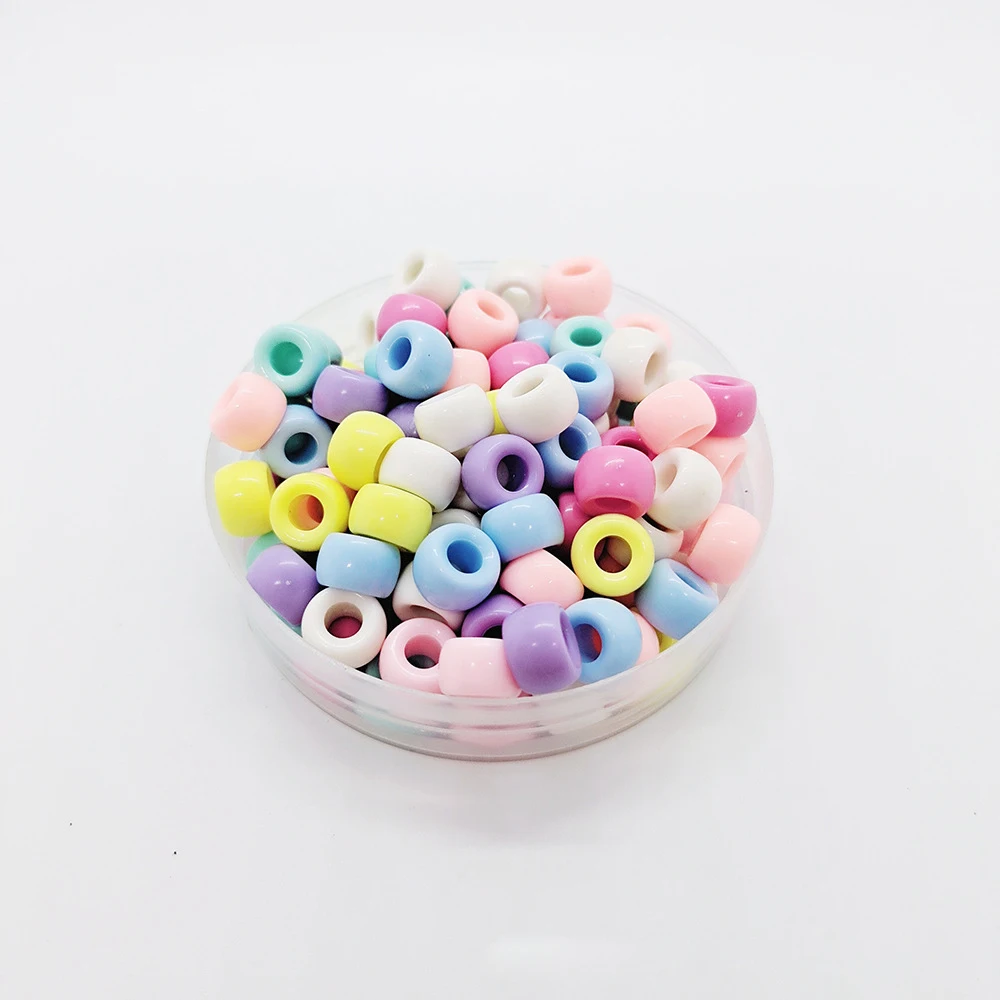 Wholesale 500g/bag 6*9mm Pony Beads Rainbow Color Large Hole Acrylic Beads for DIY Jewelry Bracelet Necklace Making