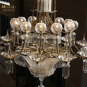 Elegant Luxury Glass Crystal Globe Branch Chandelier Oval Shape for Hotel and Villa Home Living Room Dining Indoor Decoration