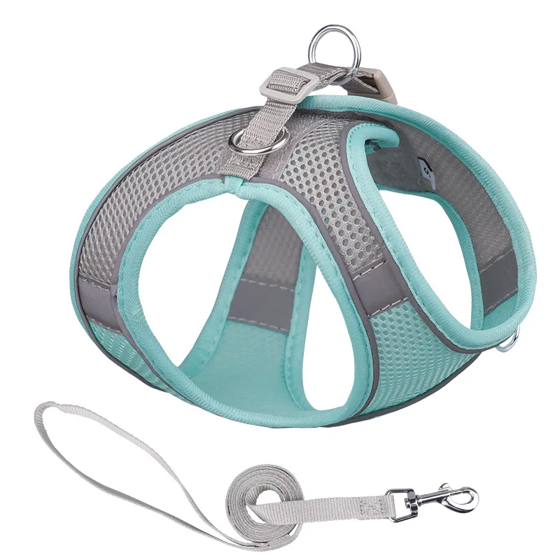 Custom Personalized Luxury Soft Breathable Mesh Pet Dog Harness and Leash Set details