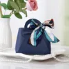 Deep Blue + silk ribbon10*6*11CM