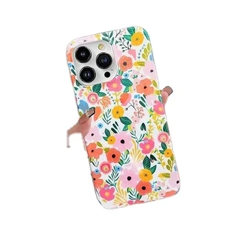 Laudtec Cute Clear Glitter Floral Flower Pattern Print Design Case for iPhone 15 pro max Flexible Transparent Soft Silicone Case