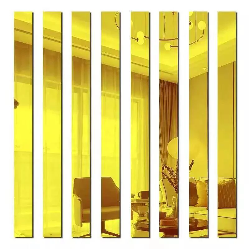 20pcs/set 3d Strips Mirror Wall Sticker Diy Mirror Decor Stickers Home