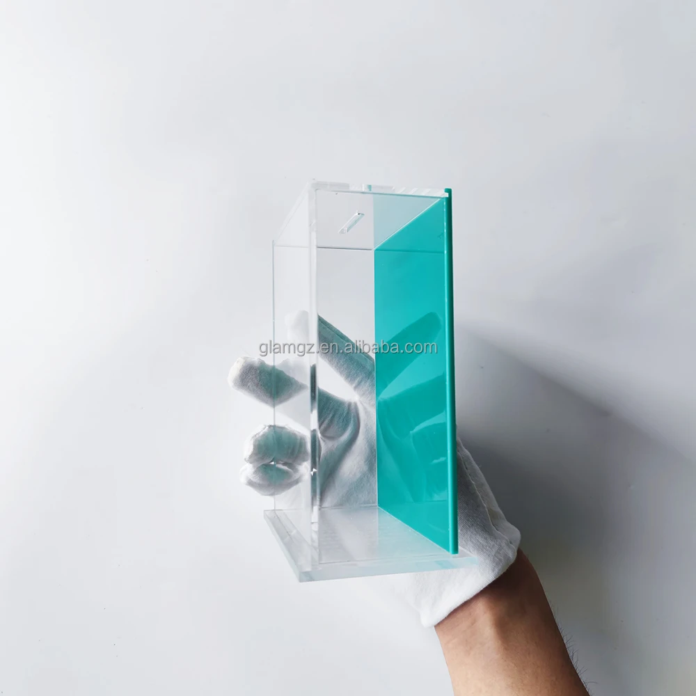 Custom Logo Printing Transparent Lucite Perspex Tzedakah Box Charity Box