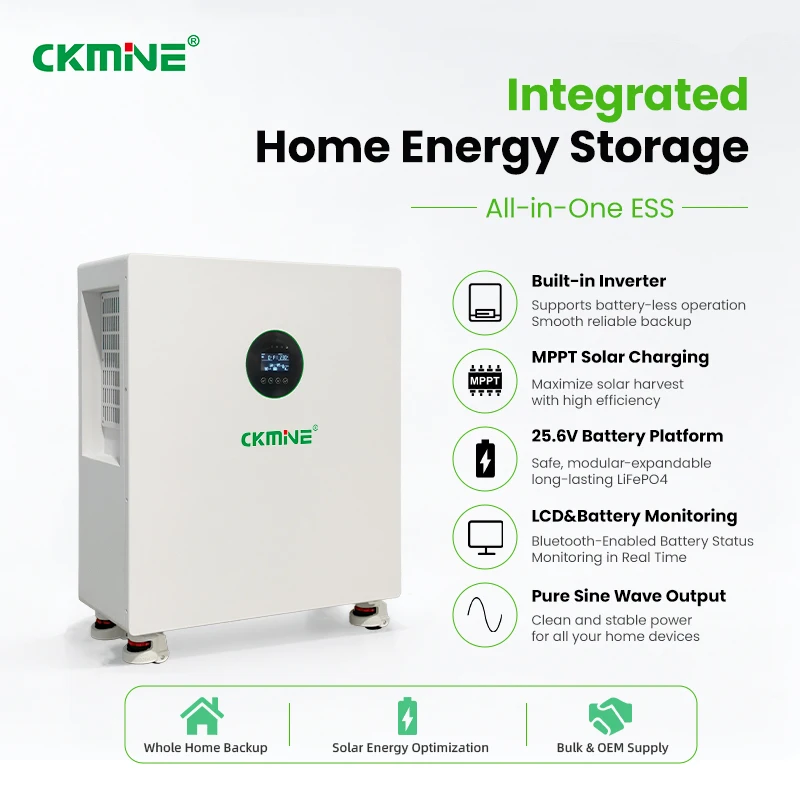 3.6kW 5kWh All in One Solar Inverter Energy Storage Kit 25.6V LiFePO4 Lithium Battery Off Grid Solar System CKMINE Wholesale