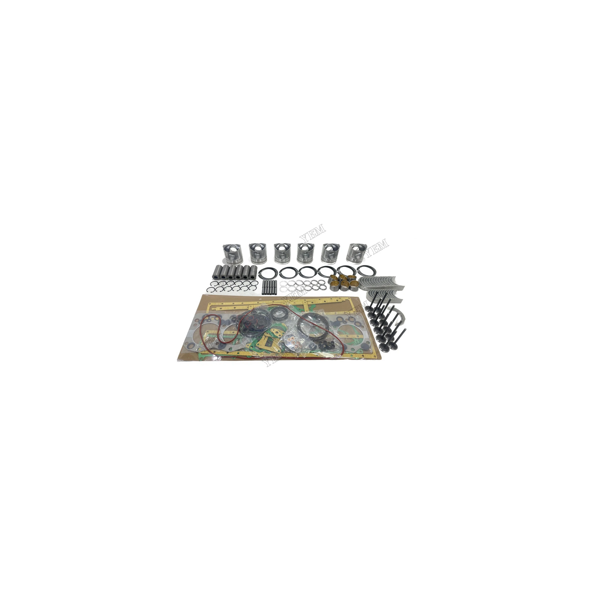6D108 Rebuild Kit With Cylinder Gasket Kit Piston Rings Bearing Valves Fits for Komatsu Standard Size Engine Parts