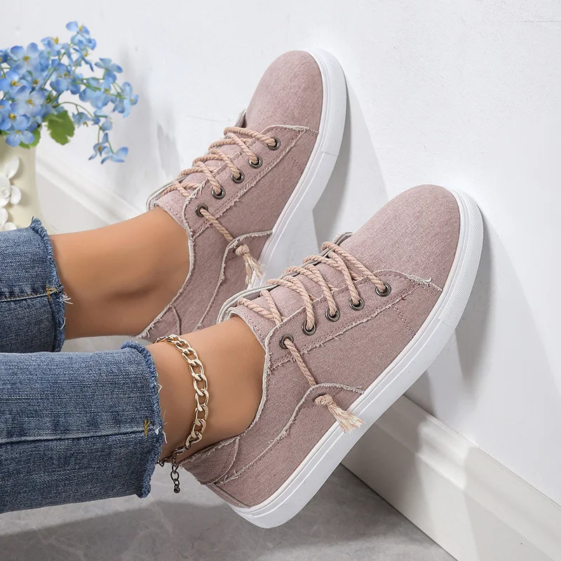 2024 new Solid color women comfortable canvas fashion casual shoes