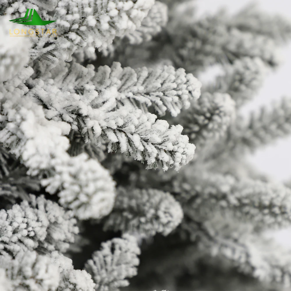 Longstar 2024 New Design 7.5ft Flocked Prelit Xmas Tree Led Lights Pvc