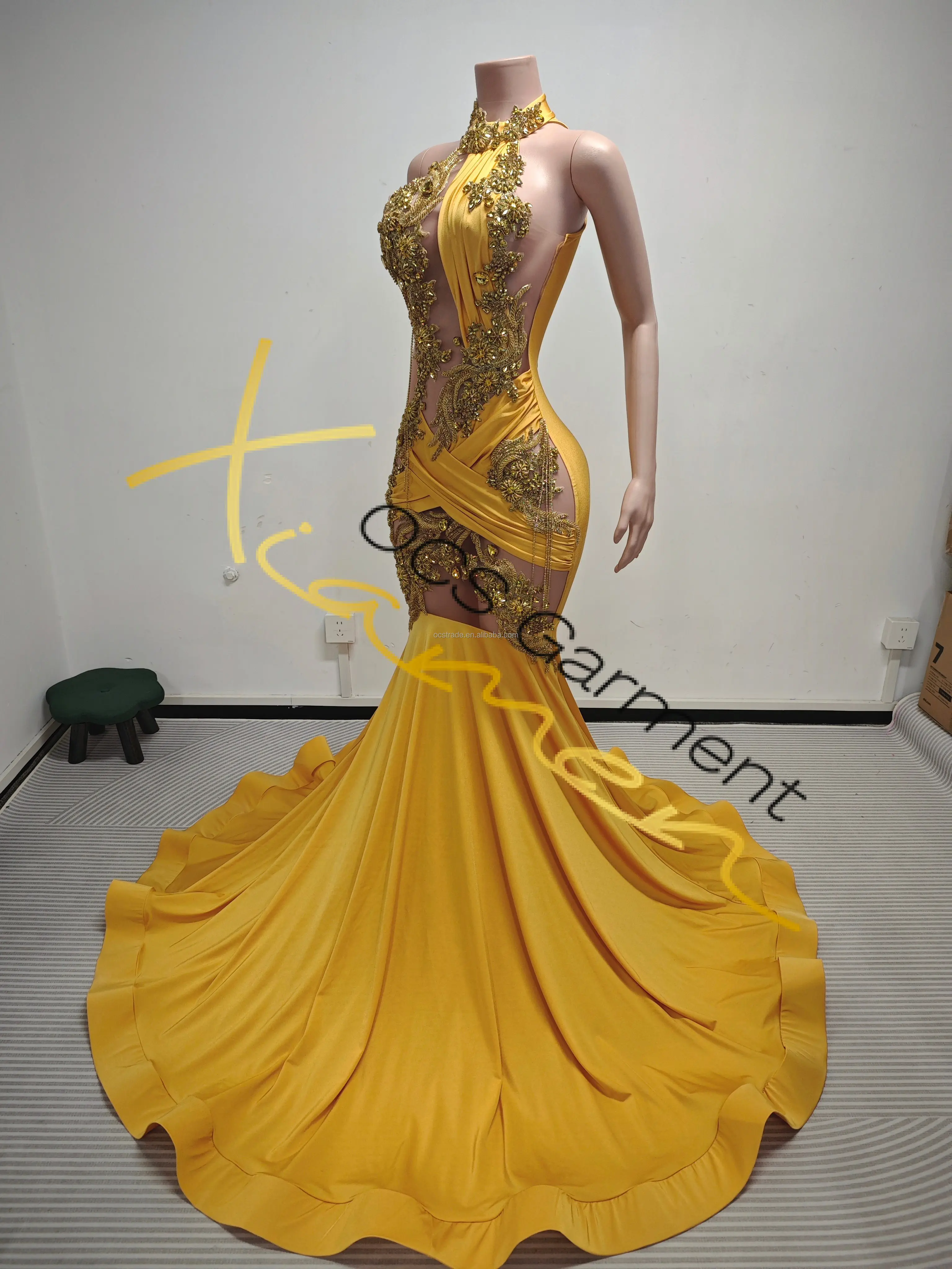 gold bling prom dress Rachel Allan 70872 Long Formal Beaded Glitter Prom Dress – The Dress Outlet main image 0